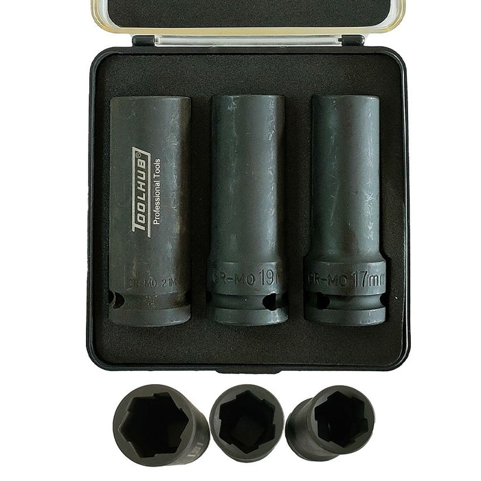 Kit Remoção de Porcas de Rodas Danificadas, 3 Peças